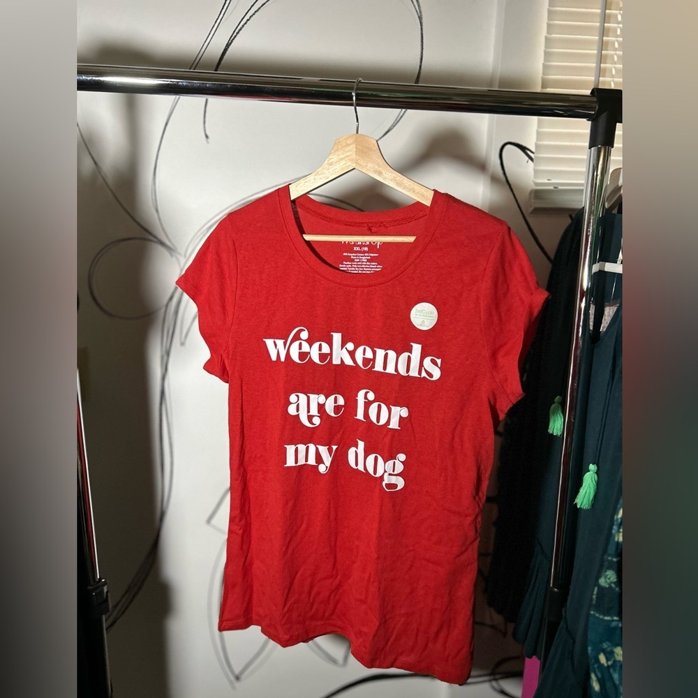 NEW Red Graphic Tee, Weekends Are For My Dog, Wound Up XXL